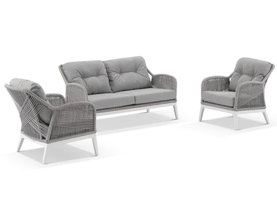 Serang Sofa Set | Outdoor Lounge Setting in White / Gobi / Grey Ridge / 4 Seater / Without Coffee Table_1