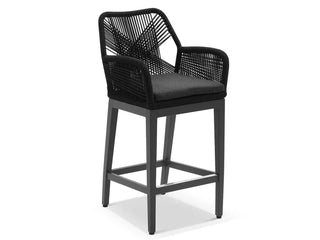 Adele Ceramic Table & Serang Chairs | Outdoor Bar Setting in Charcoal / Dark Grey / Black / 5pc 165x95cm_2