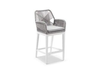 Adele Ceramic Round Table & Serang Chairs | Outdoor Bar Setting in White / Light Grey / Gobi / 5pc 100cm_3