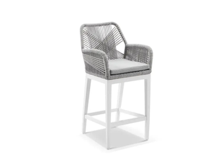 Adele Ceramic Round Table & Serang Chairs | Outdoor Bar Setting in White / Light Grey / Gobi / 3pc 72cm_4
