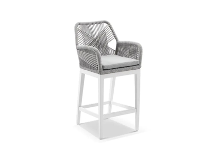 Adele Ceramic Round Table & Serang Chairs | Outdoor Bar Setting in White / Light Grey / Gobi / 3pc 72cm_4