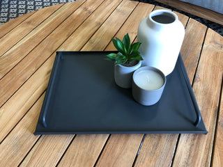 Syros Outdoor Serving Tray in Gunmetal - lifestyle.