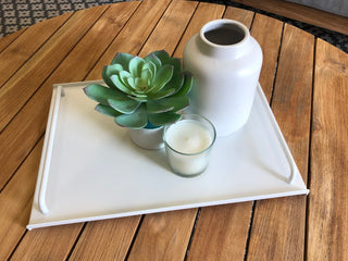 Syros Outdoor Serving Tray in White - lifestyle.