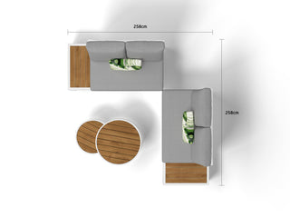 Aspen Teak Platform | Outdoor Lounge Setting in White / Light Grey / Grey Chine / 4 Seater 2LH-2RH / Aspen Coffee Table Set_14