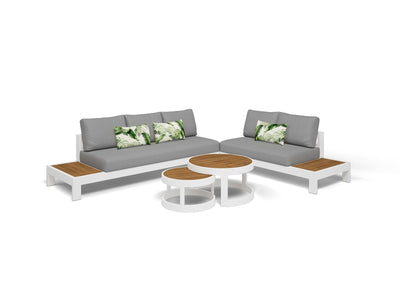 Aspen Teak Platform | Outdoor Lounge Setting in White / Light Grey / Grey Chine / 5 Seater 2LH-3RH / Aspen Coffee Table Set_2
