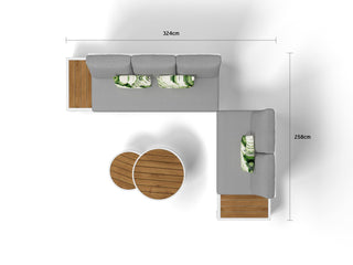 Aspen Teak Platform | Outdoor Lounge Setting in White / Light Grey / Grey Chine / 5 Seater 2LH-3RH / Aspen Coffee Table Set_3
