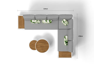 Aspen Teak Platform | Outdoor Lounge Setting in White / Light Grey / Grey Chine / 6 Seater 2LH-3RH-CNR / Aspen Coffee Table Set_5