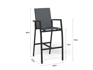 Sevilla Outdoor Bar Chair in Charcoal 1