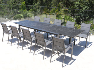 Mona Extension Table & Sevilla Chairs | Outdoor Dining Setting in Charcoal / C57 / Dark Grey_8