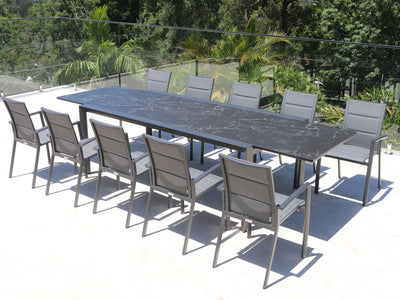 Mona Extension Table & Sevilla Chairs | Outdoor Dining Setting in Charcoal / C57 / Dark Grey_8