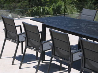Mona Extension Table & Sevilla Chairs | Outdoor Dining Setting in Charcoal / C57 / Dark Grey_7