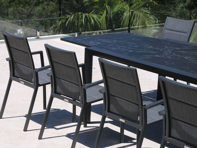 Mona Extension Table & Sevilla Chairs | Outdoor Dining Setting in Charcoal / C57 / Dark Grey_7