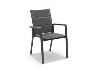 Barcelona Extension Table & Sevilla Teak Arm Chairs | Outdoor Dining Setting in Charcoal / 9pc 280cm_11