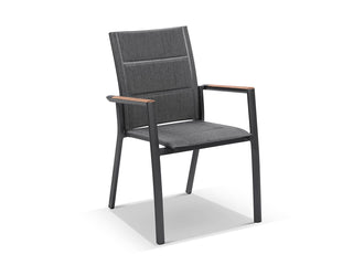 Sevilla Teak Arm Outdoor Dining Chair in Charcoal.