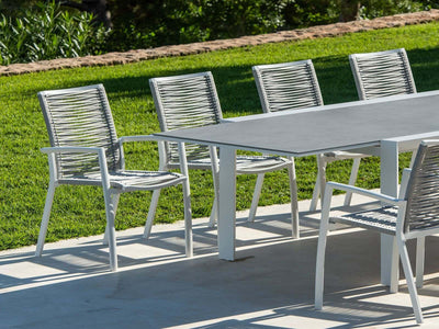 Mona Extension Outdoor Dining Table in White / C22 3.
