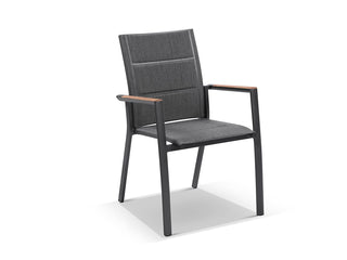 Barcelona Table & Sevilla Teak Arm Chairs | Outdoor Dining Setting in Charcoal / 9pc 290cm_4
