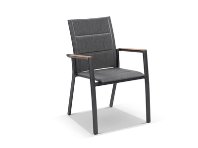 Barcelona Table & Sevilla Teak Arm Chairs | Outdoor Dining Setting in Charcoal / 9pc 290cm_4