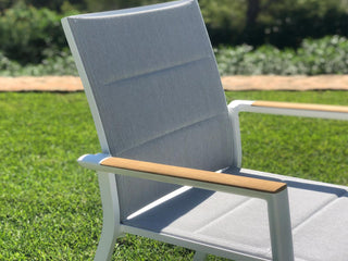 Sevilla Teak Arm Outdoor Dining Chair in White 3.