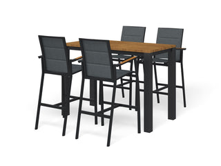 Adele Teak Bar Table with Sevilla Teak Bar Chairs -5pc Outdoor Bar Setting_1