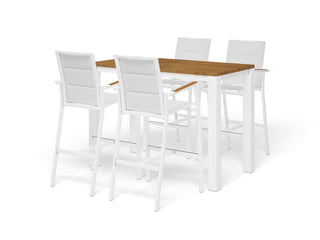 Adele Teak Bar Table with Sevilla Teak Bar Chairs -5pc Outdoor Bar Setting_1