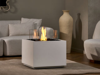 Ecosmart Sidecar 24 Outdoor Fire Pit Table in Bone - side view 3.