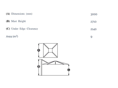 Siena 3m Square Outdoor Cantilever Umbrella 3.