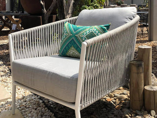 Gizella Outdoor Armchair in White / Light Grey / Grey Chine 5.