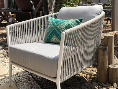 Gizella Outdoor Armchair in White / Light Grey / Grey Chine 5.