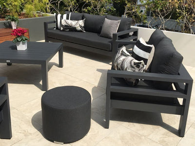Cubix Round Outdoor Ottoman in Sooty / 51cm 1