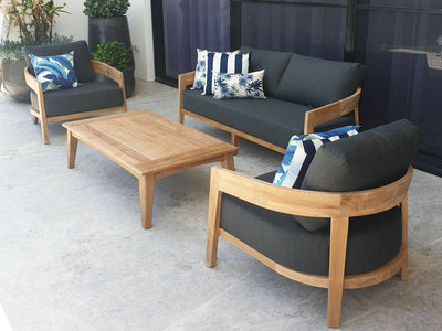 Ubud Teak Sofa Set | Outdoor Lounge Setting in Teak / Sooty / 4 Seater / Ubud Coffee Table_1
