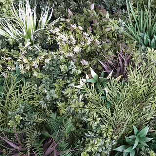 Outdoor Artificial Vertical Garden Wall Panel in Green & White - detail.