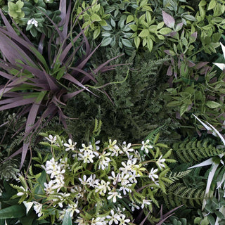 Outdoor Artificial Vertical Garden Wall Disk in Green & White / 60cm.