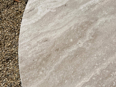 Adele Ceramic Round Table & Bailey Chairs | Outdoor Dining Setting in White / Travertino / 3pc 72cm_4