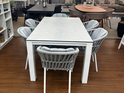 SUNSHINE COAST FLOORSTOCK SALE - Adele Ceramic Table & Treble Chairs | Outdoor Dining Setting