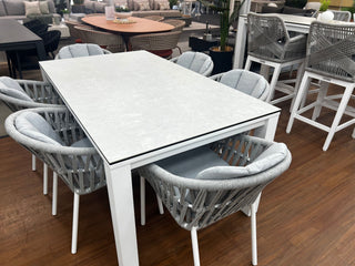 SUNSHINE COAST FLOORSTOCK SALE - Adele Ceramic Table & Treble Chairs | Outdoor Dining Setting 2