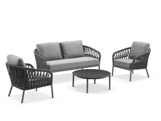 Treble Sofa Set | Outdoor Lounge Setting in Charcoal / Carbon / Silver Black / 4 Seater / Treble Coffee Table_1
