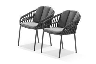 Treble Outdoor Dining Chair Set in Charcoal / Carbon / Silver Black / Set of 2_1