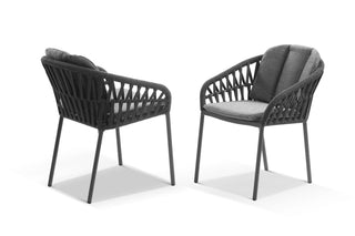 Treble Outdoor Dining Chair Set in Charcoal / Carbon / Silver Black / Set of 4_8