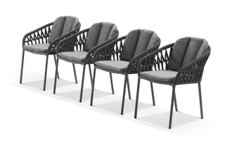 Treble Outdoor Dining Chair Set in Charcoal / Carbon / Silver Black / Set of 4_1