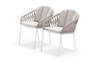 Treble Outdoor Dining Chair Set in White / Latte / Silver Beige / Set of 2_1