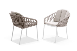 Treble Outdoor Dining Chair Set in White / Latte / Silver Beige / Set of 2_9