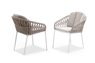 Treble Outdoor Dining Chair Set in White / Latte / Silver Beige / Set of 2_9