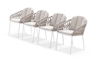 Treble Outdoor Dining Chair Set in White / Latte / Silver Beige / Set of 4_1