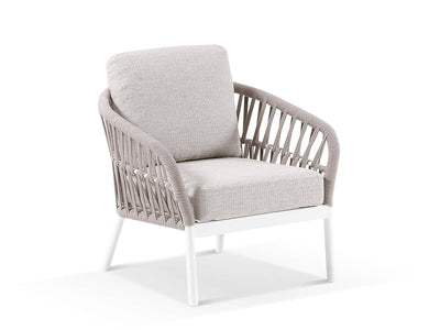 Treble Outdoor Armchair in White / Latte / Silver Beige