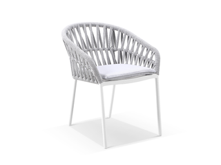 Treble Outdoor Dining Chair Set in White / Light Grey / Silver / Set of 2_7