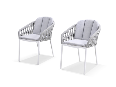 Treble Outdoor Dining Chair Set in White / Light Grey / Silver / Set of 2_1