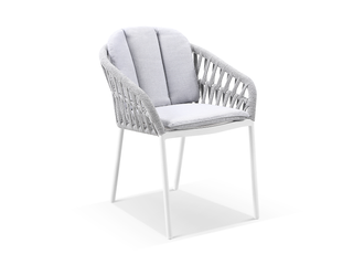 Treble Outdoor Dining Chair in White / Light Grey / Silver