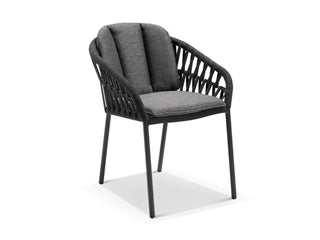 Adele Ceramic Table & Treble Chairs | Outdoor Dining Setting in Charcoal / Dark Grey / Carbon / 7pc 165cm_2