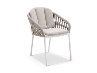 Adele Ceramic Table & Treble Chairs | Outdoor Dining Setting in White / Travertino / Latte / 7pc 165cm_4
