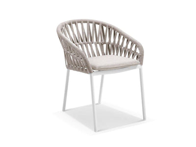 Adele Ceramic Table & Treble Chairs | Outdoor Dining Setting in White / Travertino / Latte / 9pc 220cm_5